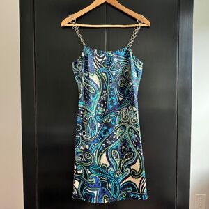 Mini Silk Slip Dress with chain straps